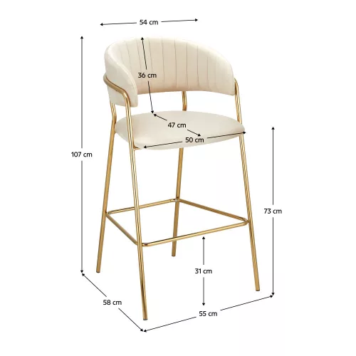 Design bárszék, bézs Velvet szövet/gold króm arany, DASMIN TYP 2