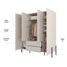 Jukon S négy ajtós, két fiókos gardróbszekrény (24KSND20) - kasmír