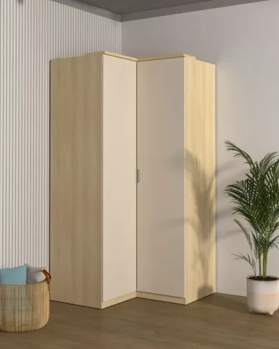 Terra sarok gardróbszekrény (24LBON16) - lindberg tölgy/sandy beige