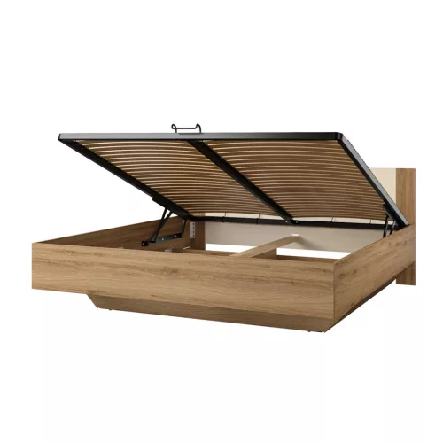 Vertina 180-as, gázliftes  ágykeret, ágyneműtartóval (24DBNH52) - vadtölgy / bézs