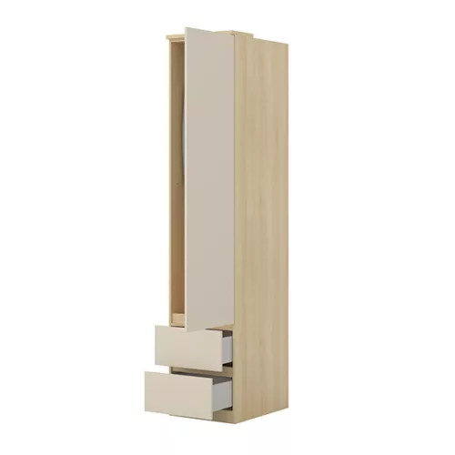 Terra egy ajtós két fiókos szekrény (24LBON95) - lindberg tölgy/sandy beige