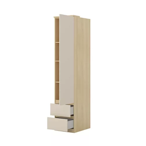 Terra egy ajtós két fiókos szekrény (24LBON95) - lindberg tölgy/sandy beige