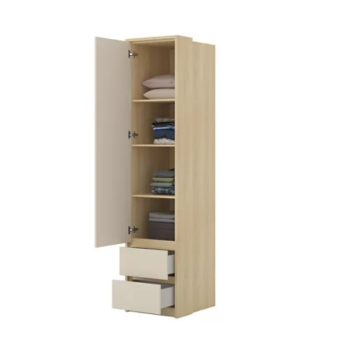Terra egy ajtós két fiókos szekrény (24LBON95) - lindberg tölgy/sandy beige