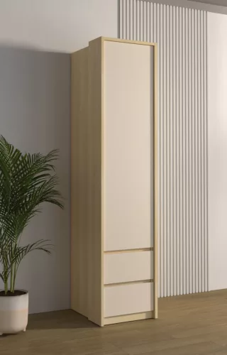 Terra egy ajtós két fiókos szekrény (24LBON95) - lindberg tölgy/sandy beige