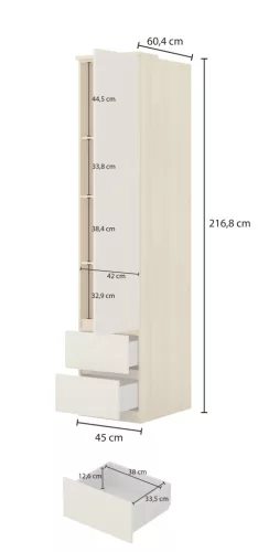 Terra egy ajtós két fiókos szekrény (24LEON95) - lindberg tölgy/eucalyptus