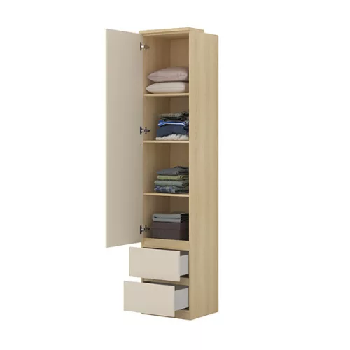 Terra egy ajtós, két fiókos gardróbszekrény (24LBON85) - lindberg tölgy/sandy beige