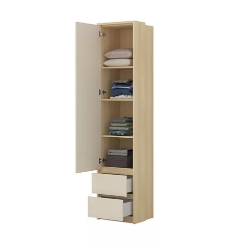 Terra egy ajtós, két fiókos gardróbszekrény (24LBON85) - lindberg tölgy/sandy beige