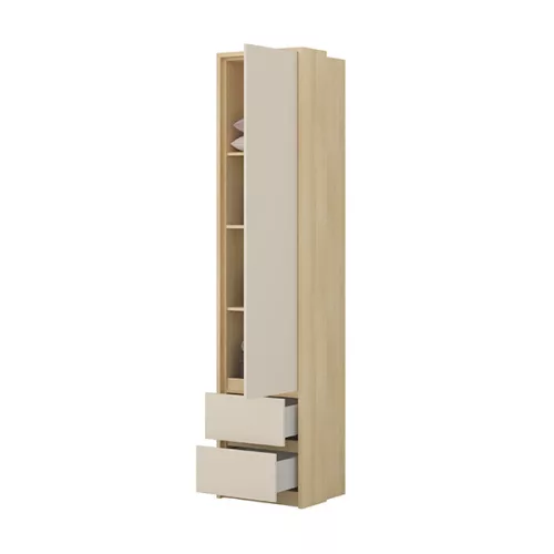 Terra egy ajtós, két fiókos gardróbszekrény (24LBON85) - lindberg tölgy/sandy beige