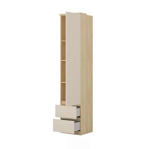 Terra egy ajtós, két fiókos gardróbszekrény (24LBON85) - lindberg tölgy/sandy beige