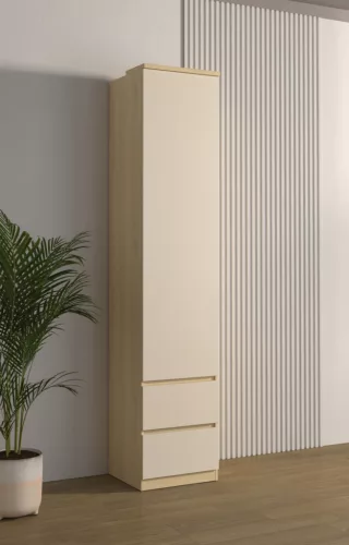 Terra egy ajtós, két fiókos gardróbszekrény (24LBON85) - lindberg tölgy/sandy beige