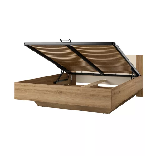 Vertina 160-as gázliftes ágykeret (24DBNH51) - vadtölgy /bézs