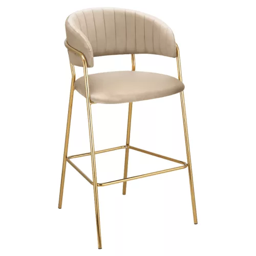 Design bárszék, bézs Velvet szövet/gold króm arany, DASMIN NEW TYP 2