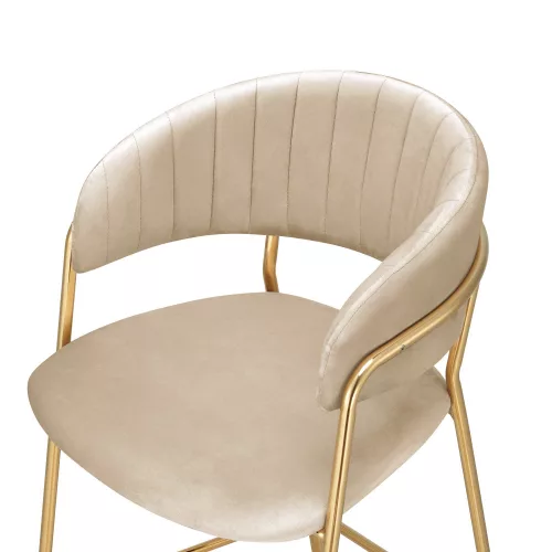 Design bárszék, bézs Velvet szövet/gold króm arany, DASMIN NEW TYP 2
