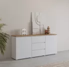 Modo két ajtós, három fiókos komód (247VOJ26) - fehér/mauvella tölgy
