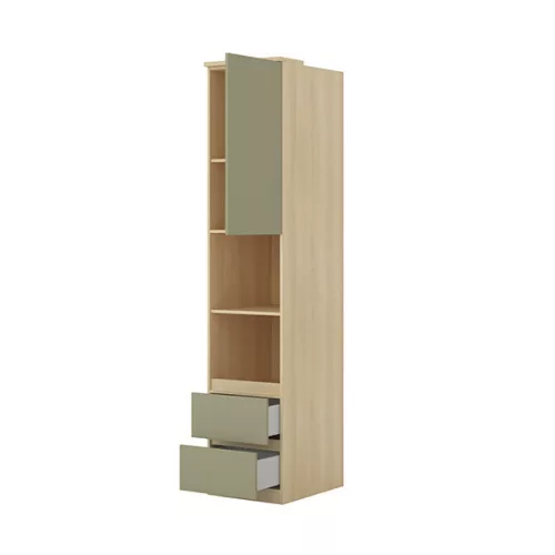 Terra egy ajtós, két fiókos könyvespolc (24LEON94) - lindberg tölgy/sandy beige
