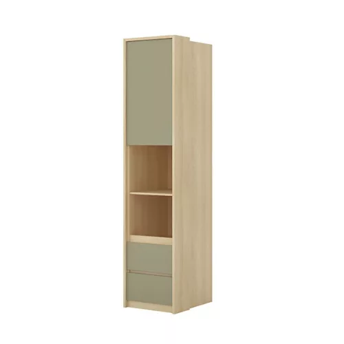 Terra egy ajtós, két fiókos könyvespolc (24LEON94) - lindberg tölgy/sandy beige