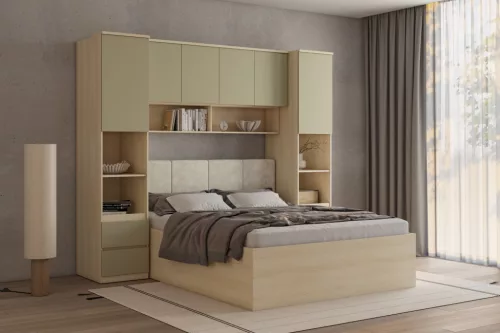 Terra egy ajtós, két fiókos könyvespolc (24LEON94) - lindberg tölgy/sandy beige