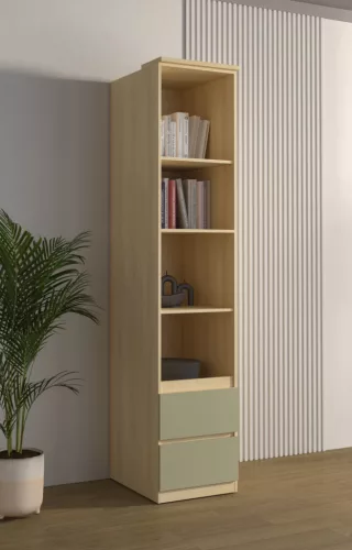 Terra két fiókos könyvespolc (24LEON83) - lindberg tölgy/eucalyptus