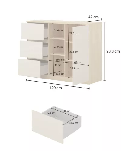 Terra komód (24LBON27) - lindberg tölgy/sandy beige