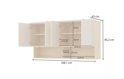Terra fali szekrény (24LBON12) - lindberg tölgy/ sandy beige
