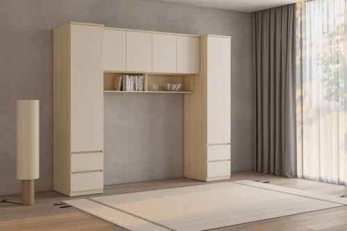 Terra fali szekrény (24LBON12) - lindberg tölgy/ sandy beige