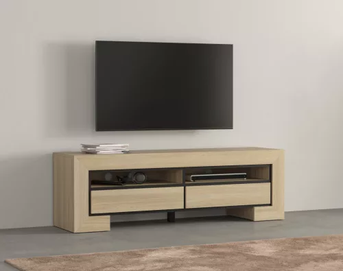 Cuba II két fiókos TV állvány (24DEOC40) - elegant tölgy/fekete