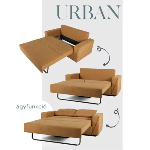 Urban két üléses, ágyazható kanapé - barna