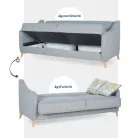 EMPOLI háromüléses egyenes kanapé - világos szürke