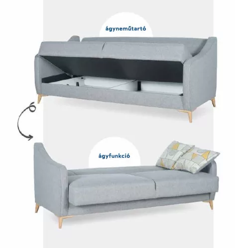 EMPOLI háromüléses egyenes kanapé - világos szürke