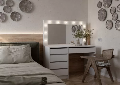 HOLLYWOOD XL - Fésülködőasztal - fehér (égőkkel)