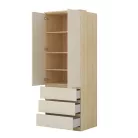 Terra két ajtós, három fiókos gardrób (24LBON68) - lindberg tölgy/sandy beige