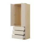 Terra két ajtós, három fiókos gardrób (24LBON68) - lindberg tölgy/sandy beige