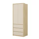 Terra két ajtós, három fiókos gardrób (24LBON68) - lindberg tölgy/sandy beige
