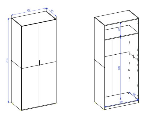 Hanna két ajtós szekrény (24N0OL18) - wotan tölgy